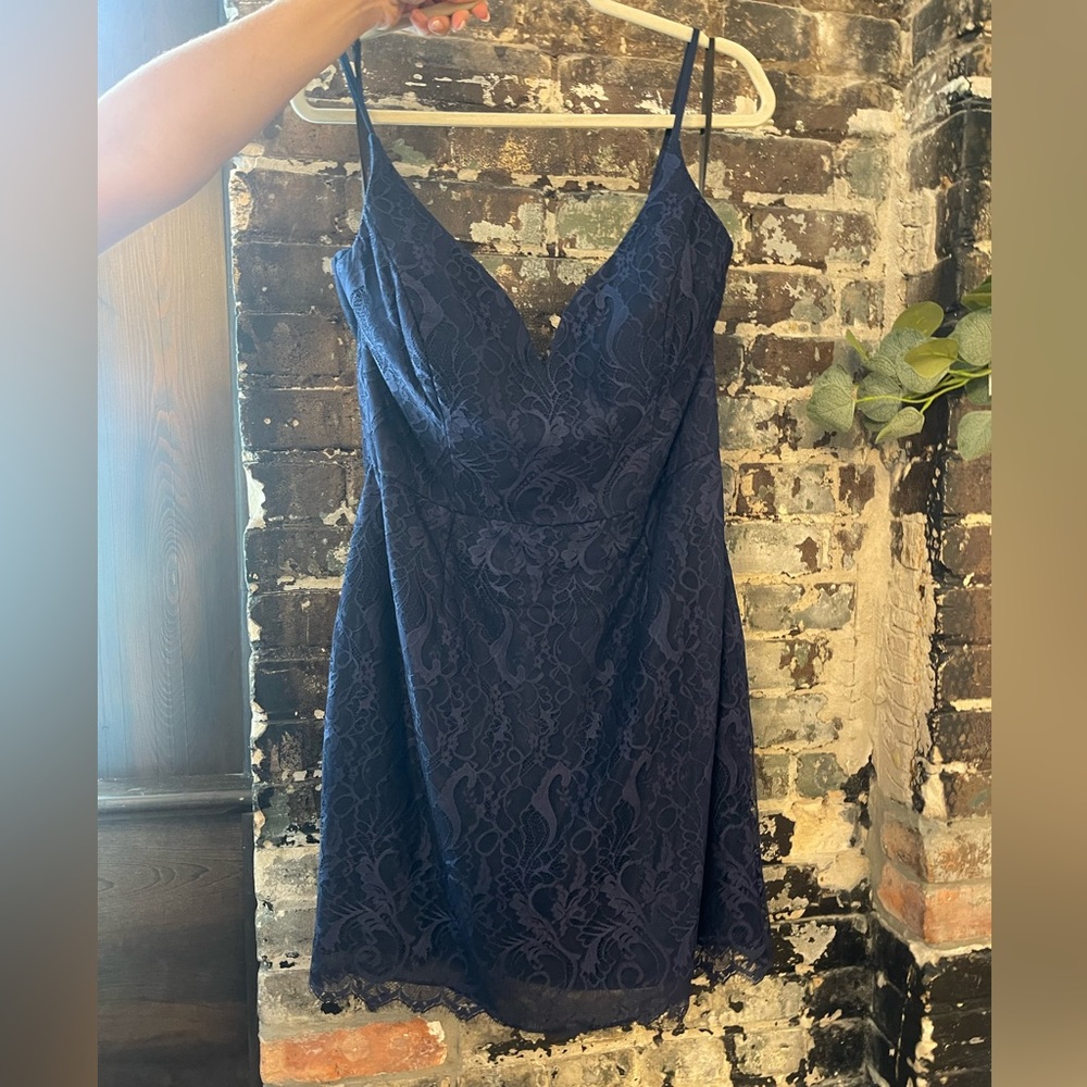 Hayley page occasions short navy lace dress